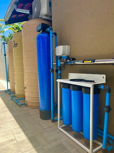 Three-stage water purification system for borehole water