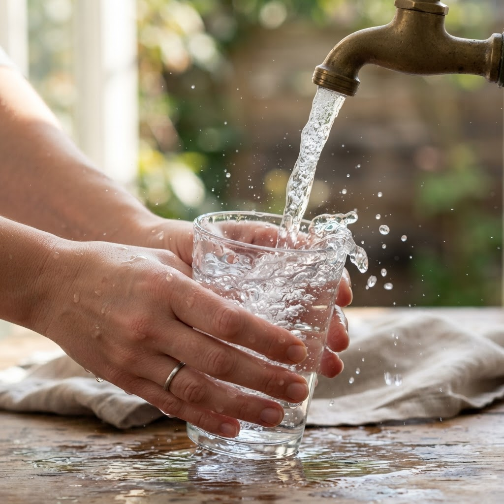 Clean fresh borehole water after testing and treatment