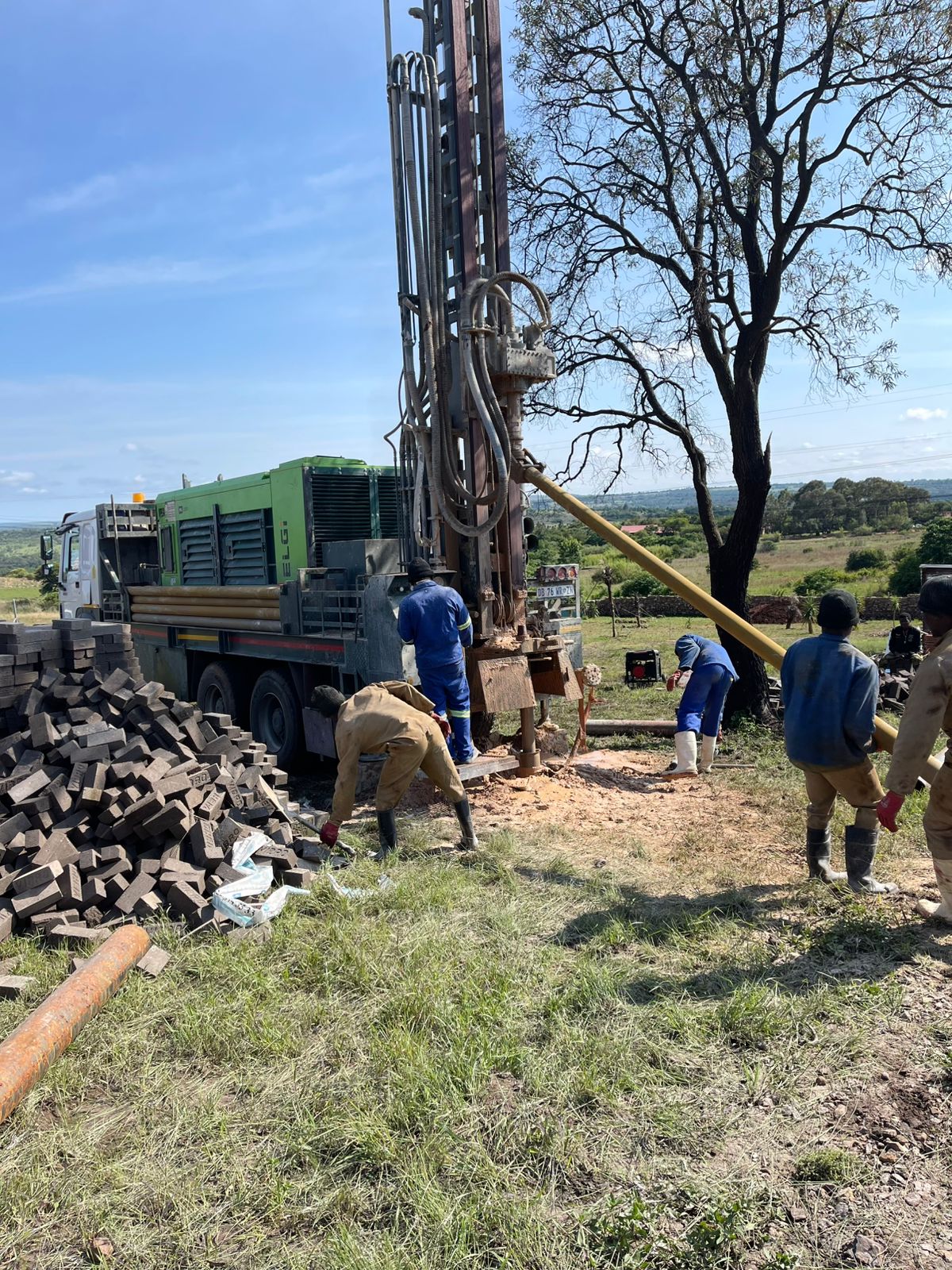Borehole drilling crew onsite in Kempton Park, Gauteng